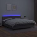 vidaXL Boxspring posteľ s matracom a LED sivá 180x200 cm umelá koža
