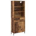 vidaXL Highboard Staré drevo 69,5 x 32,5 x 180 cm Kompozitné drevo