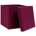 vidaXL Úložné boxy s vekom 4 ks, 28x28x28 cm, tmavočervené