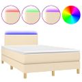 vidaXL Posteľ boxsping s matracom a LED krémová 120x200 cm látka