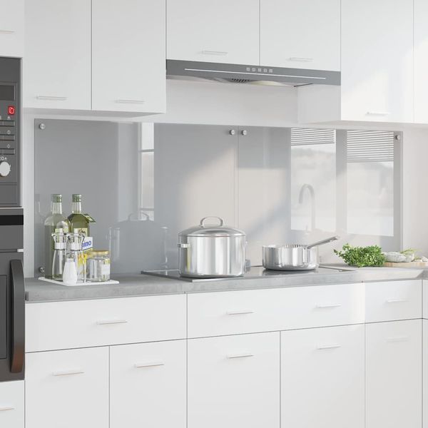 vidaXL Kuchynský obklad 2 pcs Svetlosivá 90 x 60 cm tvrdené sklo