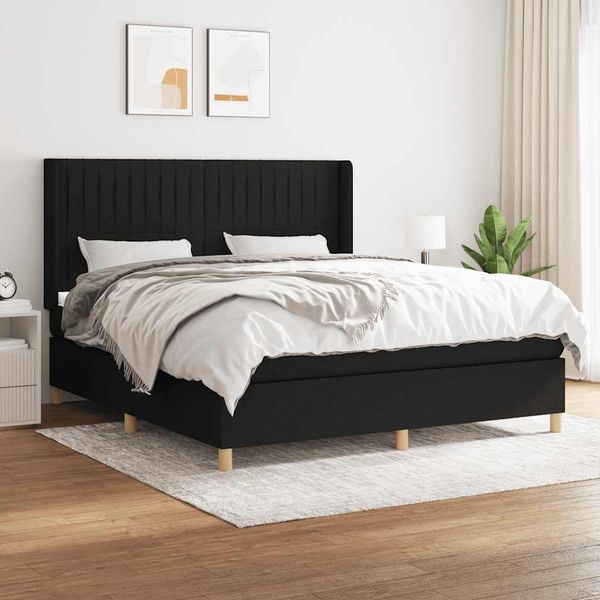 vidaXL Posteľný rám boxspring s matracom čierny 160x200 cm látka