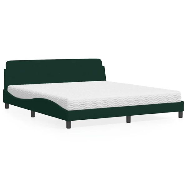 vidaXL Posteľ s matracom Dover tmavozelený 180x200 cm zamat