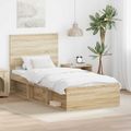 vidaXL Rám postele Sonoma dub 75 x 190 cm Masívne borovicové drevo