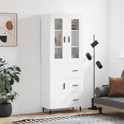 vidaXL Vysoká skrinka biela 69,5x34x180 cm spracované drevo