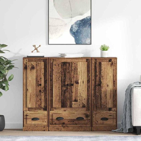 vidaXL Highboard so zásuvkou 3 pcs Staré drevo Kompozitné drevo