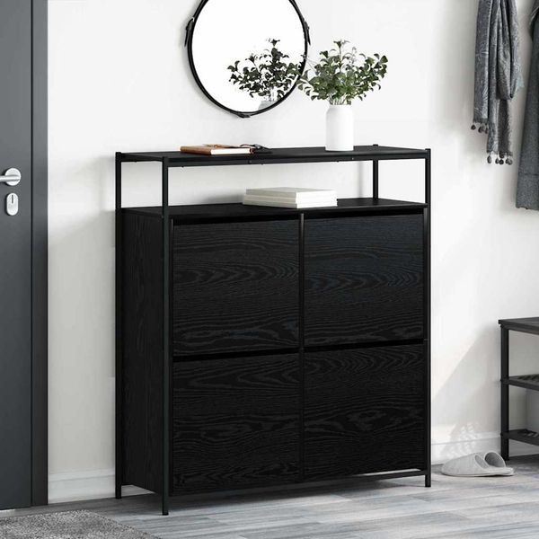 vidaXL Skriňa na topánky Čierny dub 100 x 34 x 112 cm Kompozitné drevo