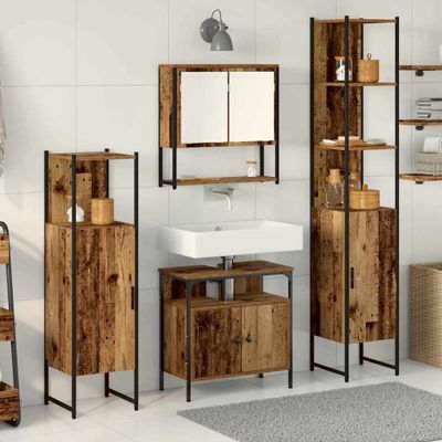 vidaXL Sada kúpeľňového nábytku 4 pcs Staré drevo Kompozitné drevo
