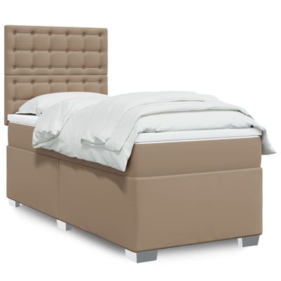 vidaXL Boxspring posteľ s matracom kapučínová 90x190 cm umelá koža