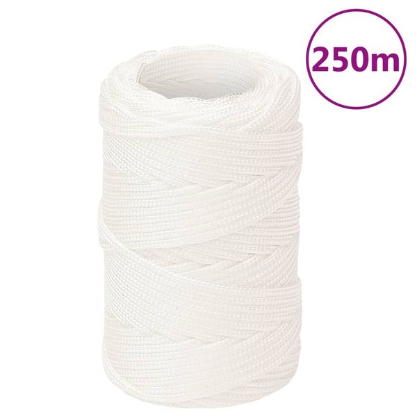 vidaXL Lodné lano biele 2 mm 250 m polypropylén