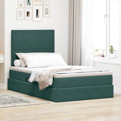 vidaXL Postel s úložným prostorem a matrací Tmavozelená 120 x 200 cm