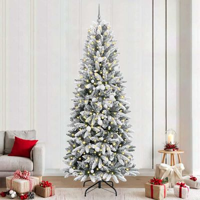 vidaXL Umelý vianočný stromček Biela 240 cm PVC a plast a oceľ a PE