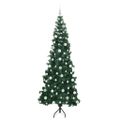 vidaXL Rohový umelý vianočný strom s 300 LED-i Zelená 210 cm PVC a kov