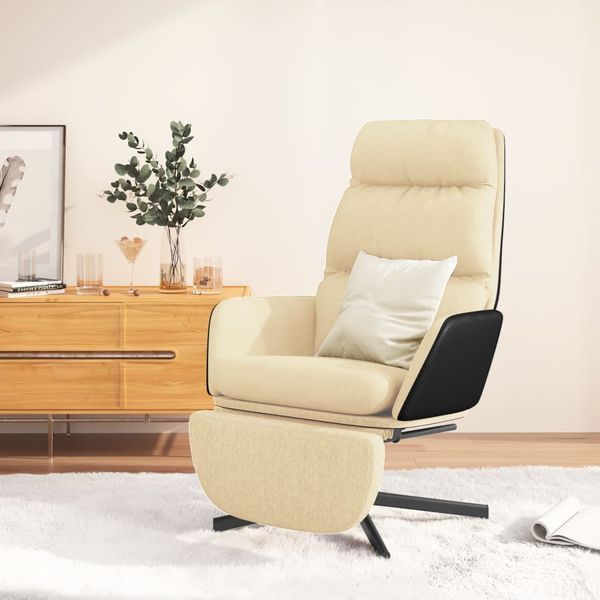 vidaXL Relaxačné kreslo s podnožkou krémové látka