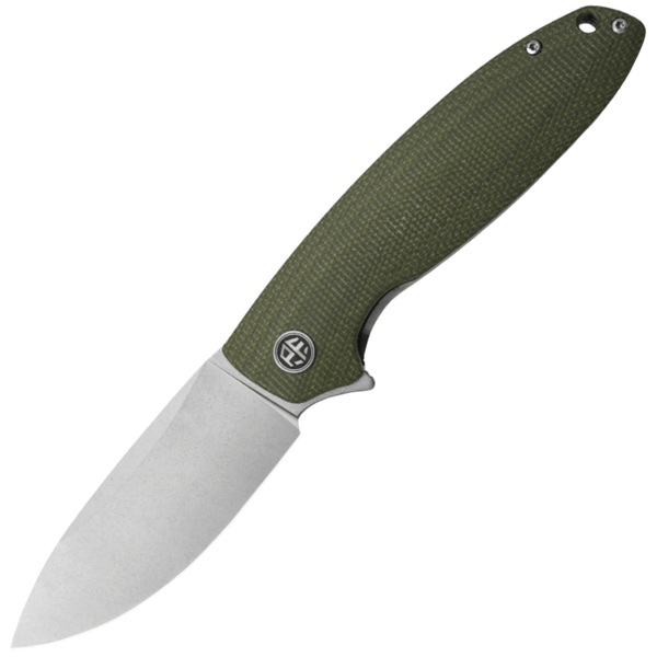 Petrified Fish PFB01GRMW Terra vreckový nôž 9 cm,Stonewash, zelená, Micarta