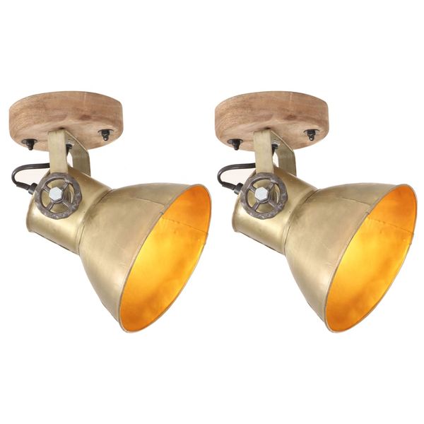 vidaXL Industriálne nástenné / stropné lampy 2 ks mosadzné 20x25 cm E27