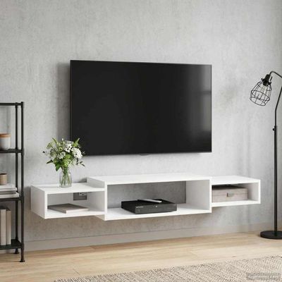 vidaXL Nástenný TV kabinet Nástenná montáž Biela 140 x 28 x 21 cm
