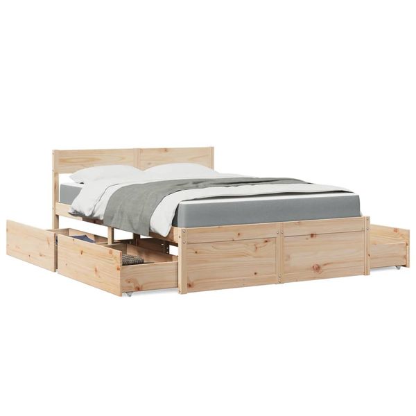 vidaXL Posteľ so zásuvkami a matracom 140x200 cm masívna borovica