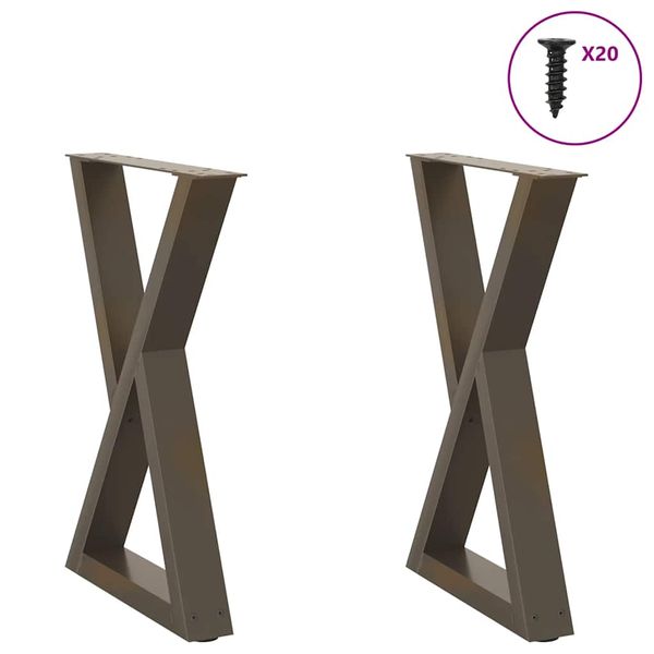 vidaXL Nohy k jedálenskému stolu 2 ks, prírodná oceľ, 60 x (72-73,3) cm, oceľ