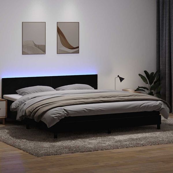 vidaXL Box Spring Posteľ s matracom a LED Čierna 200x220 cm Zamat