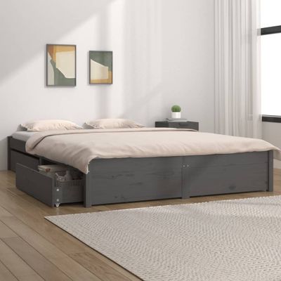 vidaXL Posteľný rám so zásuvkami sivý 120x200 cm