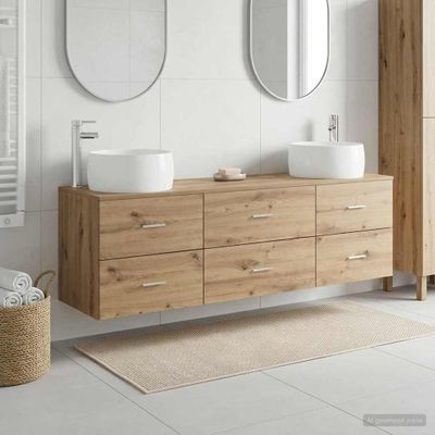 vidaXL Sada kúpeľňového nábytku 3 ks Dub artisan 49,5 x 44,5 x 66 cm