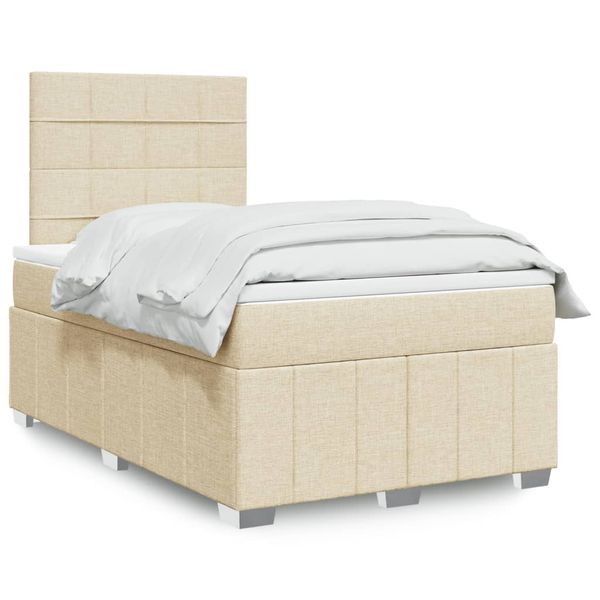 vidaXL Boxspring posteľ s matracom krémový 120x200 cm látka