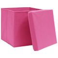 vidaXL Úložné boxy s vekom 10 ks, 28x28x28 cm, ružové