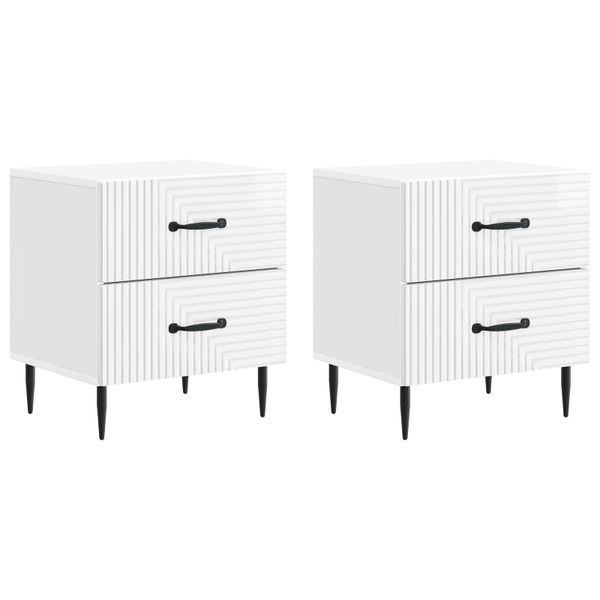 vidaXL Nočný stolík 2 pcs Biela s vysokým leskom 43 x 34,5 x 47,5 cm