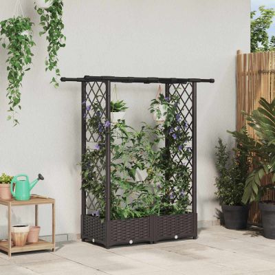 vidaXL Vyvýšený záhon s mriežkou a strechou Hnedá 122,5 x 40 x 121 cm