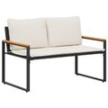 vidaXL lavička Čierna a krémová biela 115 x 65 x 72 cm Ratan