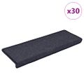 vidaXL Schodové rohože 30 ks 65x21x4 cm tmavošedé a modré s obdĺžnikovým okrajom