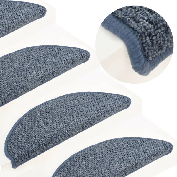 vidaXL Kobercové nášľapy na schody 15 ks modré 65x21x4 cm