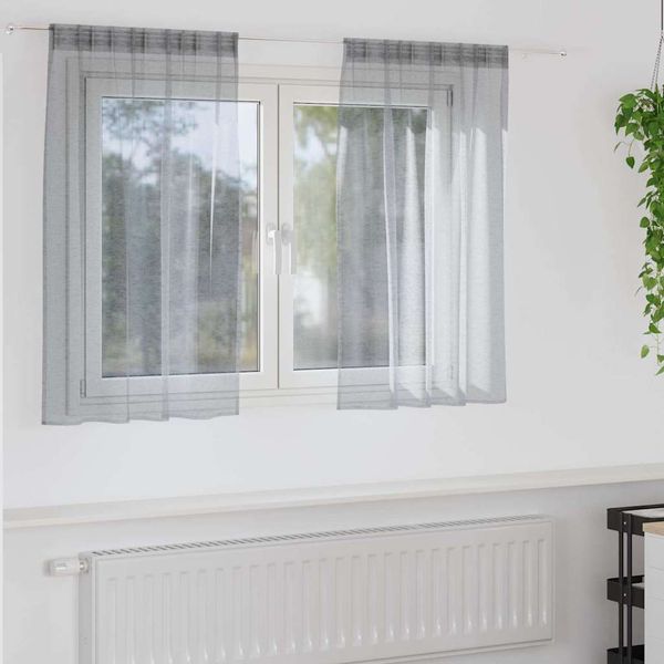 vidaXL Voile záclona 2 pcs Tmavo šedá 140 x 140 cm Polyester