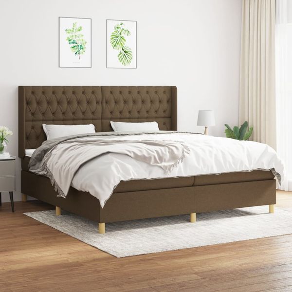 vidaXL Boxspring posteľ s matracom tmavohnedá 200x200 cm látka