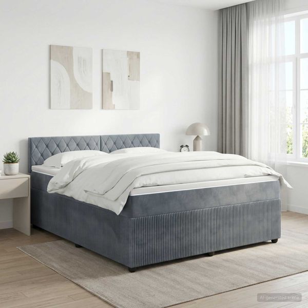 vidaXL Posteľ boxspring s matracom Tmavosivá 160 x 200 cm Zamat