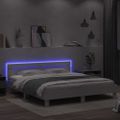 vidaXL Posteľný rám s čelom a LED biely 200x200 cm