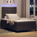 vidaXL Posteľ s pružinovým rámom s LED Tmavo hnedá 120 x 190 cm látka