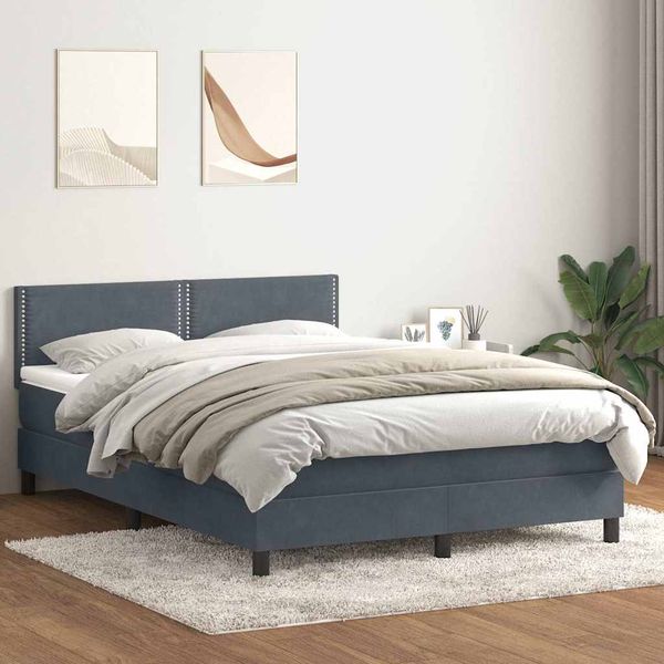 vidaXL Box Spring Posteľ s matracom Tmavosivá 160x220 cm Zamat