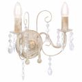 vidaXL Nástenná lampa s korálkami starožitná biela 2 x žiarovka E14