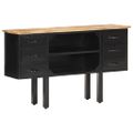 vidaXL Komoda 110x30x65 cm surový mangovníkový masív a oceľ