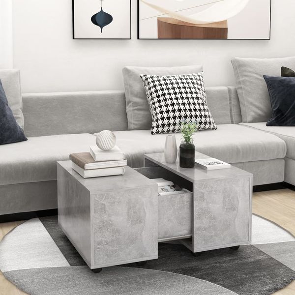 vidaXL Konferenčný stolík, betónovo sivý 60x60x38 cm, kompozitné drevo