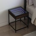 vidaXL Nočný stolík s nekonečnými LED hnedý dub 40x40x51 cm