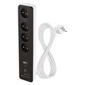 GoSmart predlžovací kábel 2 m / 4 zásuvky / s vyp. / s USB / biely-čierny / PVC / 1,5 mm2