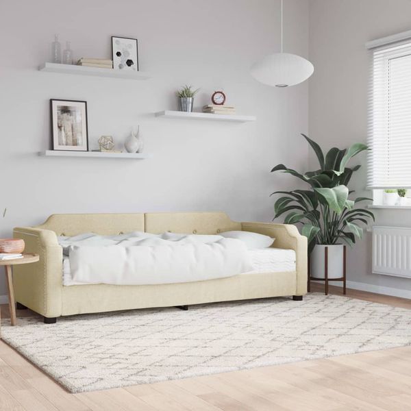 vidaXL Denná posteľ s matracom krémová 80x200 cm látka
