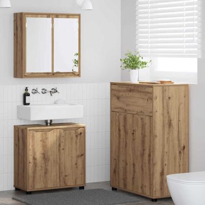 vidaXL Sada kúpeľňového nábytku 3 pcs Remeselný dub Kompozitné drevo