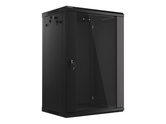 LANBERG 19'' RACKOVÁ SKRIŇA PRO MONTÁŽ NA STENU 18U/600X450 (FLAT PACK) S PROSKLENÝMI DVERMI ČIERNA V2