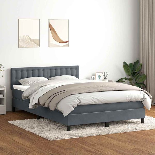 vidaXL Box Spring Posteľ s matracom Tmavosivá 160x220 cm Zamat