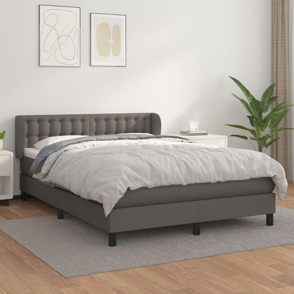 vidaXL Boxspring posteľ s matracom sivá 140x190 cm umelá koža