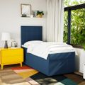 vidaXL Posteľný rám boxspring s matracom modrý 90x190 cm látka